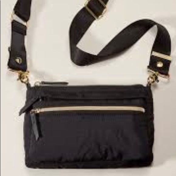 :: Stella & Dot 4-in-1 Zip-it Convertible Crossbody/Belt/Fanny Bag Black & Gold - Picture 11 of 11